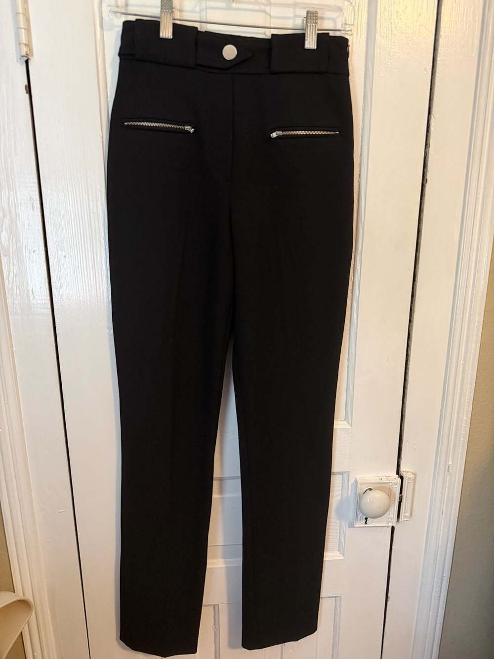 Maje Black Zip Pocket High-Waisted Trousers Size 34 US XS